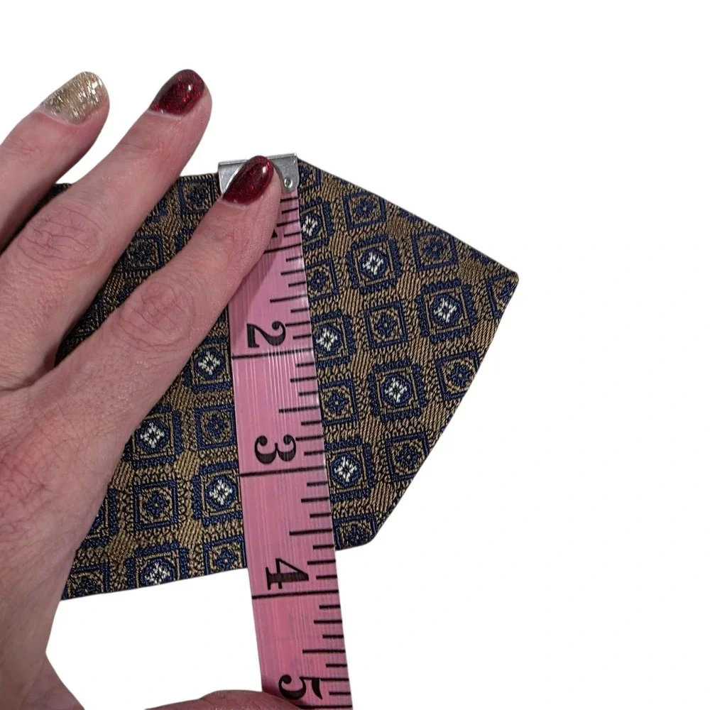 Faconnable Silk Mens Geometric Pattern Necktie‎ Brown Blue Luxury Designer